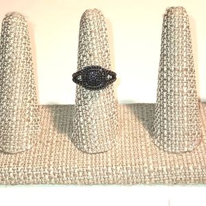 PEERMONT SWAROVSKI BLACK CRYSTALS GUN METAL RING